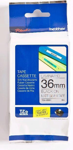 Labeltape metallic Brother TZe, TZ TZe-M961 Tapekleur: Zilver (mat) Tekstkleur:Zwart 36 mm 8 m