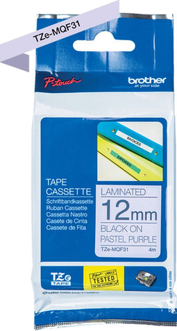 Labeltape pastel Brother TZe, TZ TZe-MQF31 Tapekleur: Pastellila Tekstkleur:Zwart 12 mm 4 m