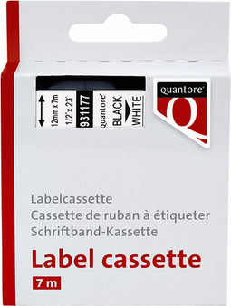 Labeltape Quantore 45013 12mmx7m zwart op wit | 336 stuks