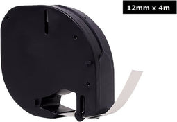 Labeltape Quantore 91201 12mmx4m kunststof zwart op wit | 360 stuks