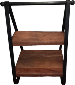 Ladder decoratie mango massief hout metaal zwart met 2 planken