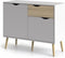 Ladekast met 2 deuren, 1 lade - Wit/Eiken - Uitlopende massief houten basis - 98,7 x 39,1 x 81,7 cm - TVILUM