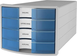 Ladenkast HAN Impuls met 4 gesloten laden blauw transparant