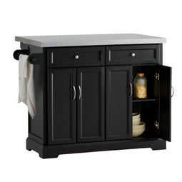 SoBuy FKW71-Sch - Keukeneiland - Uitbreidbaar Werkblad 115x92x46-71 cm - Zwart