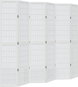 vidaXL - Kamerscherm - met - 6 - panelen - massief - paulowniahout - wit