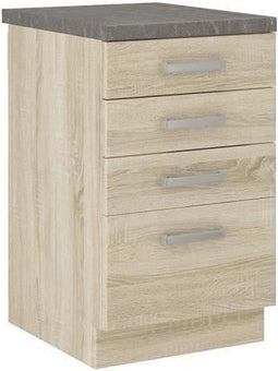 Lage kast met 4 lades en werkblad - Sonoma eiken afwerking - L 40 x D 51,6 x H 85 cm - LASSEN