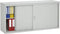 Lage schuifdeurkast 72,50x166x40 Lichtgrijs met topblad Noten Hickory