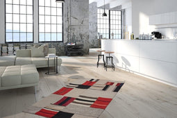 Lalee Wollen vloerkleed in Patchwork-Design – Jacquard-Kilim 80 x 150 Multikleur