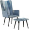 vidaXL Fauteuil met voetensteun patchwork canvas blauw denim