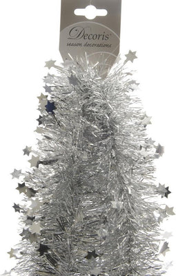 Lametta Slinger guirlande ster glans 100mmx2.7m zilver