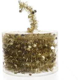 Lametta Slinger guirlande ster glans 35mmx7m licht goud