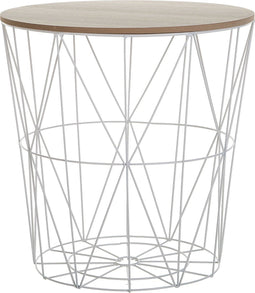 LANARK - Bijzettafel - Wit/ Lichte houtkleur - MDF