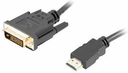 Lanberg HDMI(M)->DVI-D(M)(24+1) - KABEL 1,8M - ZWART - DUAL LINK MET VERGULDE 4K CONNECTOREN