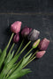 Lange kunst tulpen - aubergine/roze - 46cm - 7 stelen - nep tulpen - kunstbloemen - voorjaar - lijken net echt