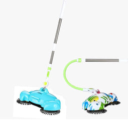 Lange steel buigbaar Handige bezemveger Quick & Clean Zakloos rolveger - Stoffer en blik - blauw