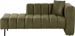 LANNILS - Chaise longue - Groen - Rechtszijdig - Fluweel