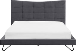 LANNION - Tweepersoonsbed - Grijs - 160 x 200 cm - Fluweel