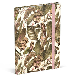 Lannoo Graphics 2025 jaaragenda - 120 x 160 mm - met metalen spiraal - reeks: Tropical birds