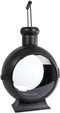 LANTAARN BEREND ANTIEK ZWART GLAS/METAAL 33X23X46