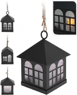Lantaarn Decoration With Light Zwart Metaal