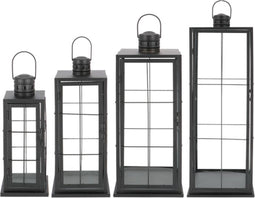 Lantaarn zwart set van 4