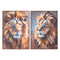 Schilderij Home ESPRIT Blauw Oranje Koloniaal Leeuw 70 x 3,5 x 100 cm (2 Stuks)