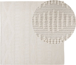 LAPSEKI - Laagpolig vloerkleed - Beige - 200 x 200 cm - Wol