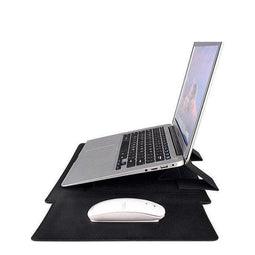 Laptophoes 13.3 Inch - Ergonomische Sleeve met Muismat - Zwart Leer