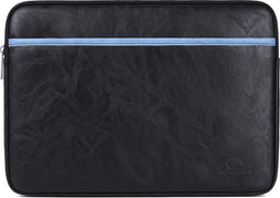 Laptophoes 13 Inch – Geschikt voor o.a Macbook Pro 13 Inch 2009-2012 / Pro 14 inch 2021 / Macbook Air 2008-2017 – Laptop Sleeve – PU Leer Zwart Lichtblauw