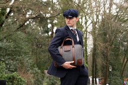 Laptoptas | 15 Inch | Grijs Tweed | Bruin Leer | by Orange Fire