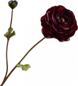 Silk-ka Kunstbloem-Zijden Bloem Ranonkel Tak "Real Touch" Bordeaux 65 cm