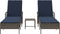 vidaXL - Ligbedden - 2 - stuks - met - Kussens - en - Tafel - Grijs - Poly - Rattan