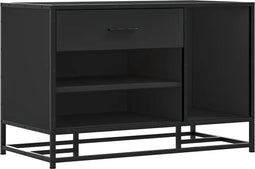 vidaXL - Schoenenbank - 80x40x53,5 - cm - bewerkt - hout - en - metaal - zwart