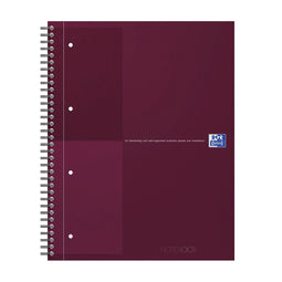 Oxford International - Notebook A4+ - Gelijnd 80 vel 4 gaats Optik Paper® - Bordeaux