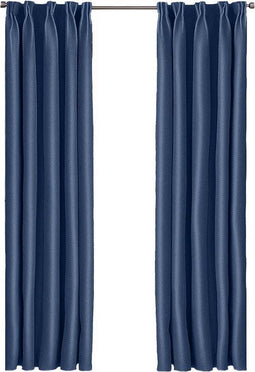 Larson - Luxe Hotel Serie Blackout Gordijn - Visgraat motief - Haken - Donkerblauw - 150 x 250 cm - Verduisterend & kant en klaar