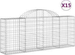 vidaXL - Schanskorven - 15 - st - gewelfd - 200x30x80/100 - cm - ijzer