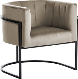 LARVIK II - Fauteuil - Taupe - Fluweel