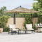 vidaXL - Parasol - met - LED's - en - stalen - paal - 269x269x235 - cm - bruin