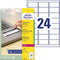 Laseretiket Avery 63 - 5x33 - 9mm wit 20 vel 24 etiketten per vel