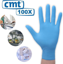 Latex Wegwerp Handschoenen CMT - Blauw - 100 stuks Blauw - Maat L Large