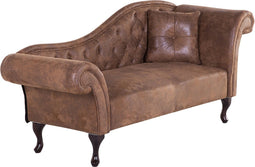 LATTES - Chaise longue - Bruin - Rechterzijde - Kunstsuède