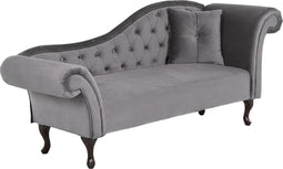 LATTES - Chaise longue - Grijs - Rechterzijde - Fluweel