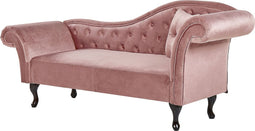 LATTES - Chaise longue - Roze - Rechterzijde - Fluweel