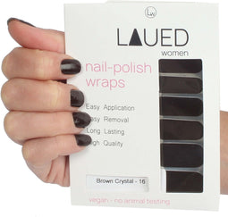 LAUED Nagelstickers - Nail Wraps - 16 Extreem Dunne Nagellak Stickers - Manicure Nail Art Folie - Brown Crystal