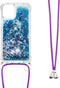 Lunso - Backcover hoes met koord - Geschikt voor iPhone 13 Pro - Glitter Blauw