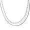 Laura Ferini Dames Ketting Collegato Zilver - Zilverkleurige Schakelketting Met 3 Lagen - 18K Wit Verguld - Halsketting - Collier - Sieraad - Accessoires - Dames Ketting Met Lagen