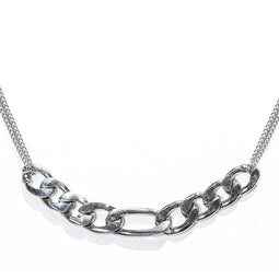 Laura Ferini Dames Ketting Romana Zilver - Zilverkleurige Ketting Met Schakel - 18K Wit Verguld - Halsketting - Collier- Sieraad - Accessoires - Dames Ketting Met Hanger