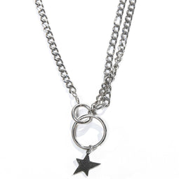 Laura Ferini Dames Ketting Stella Zilver - Zilverkleurige Schakelketting Met Ster - 18K Wit Verguld - Halsketting - Collier - Sieraad - Accessoires - Dames Ketting Met Hanger