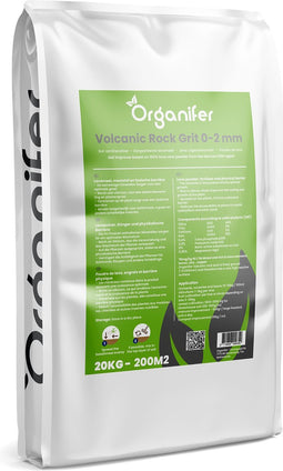 Lavagruis uit Eifel Oergesteente (20kg, 200m2) - Lavakorrels - Lavameel - Bodemverbeteraar - Lava Meel - Met Silicium - Grof Lavameel 0-2mm - Organifer