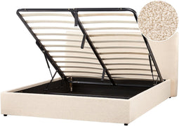 LAVAUR - Bed met opbergruimte - Beige - 160 x 200 cm - Bouclé